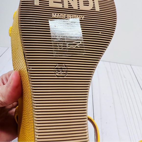 Fendi NEW WITHOUT BOX Yellow Wedge Sandals Size 36.5 - Picture 12 of 14